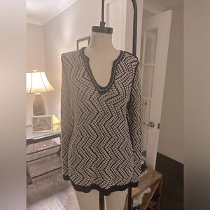 Tory Burch knit sweater navy blue, off white
